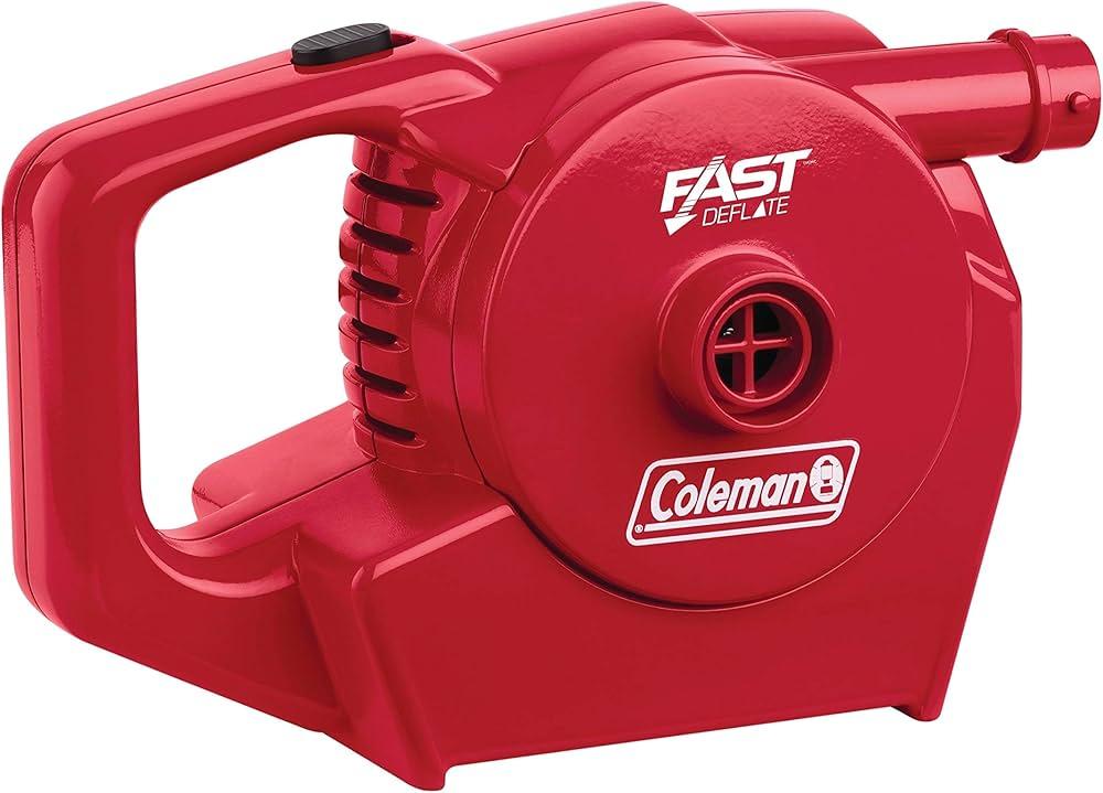 Coleman QuickPump Air Pump for Air Beds & Inflatables, Portable Air Pump with Fast Inflation or Deflation, Battery-Powered/Rechargeable/12-Volt/120-Volt Power Options