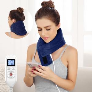 JOBYNA Heating Pad for Neck, Hands-Free Electric Heated Neck Wrap for Pain Relief, 29"8'' Neck Heat Pad with 8.53ft Power Cord, Auto Shut Off,Size/Temperature/Time AdjustableNavy