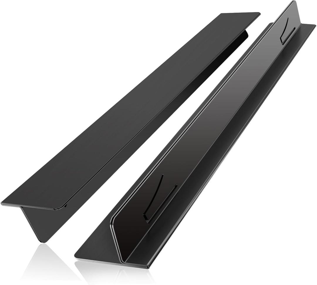 Stove Gap Covers, Stove Gap Filler Stainless Steel,13.8'' to 27.5'' Adjustable Length (2PCS),Range Trim Kit, Oven Stove Gap Guard Between Stovetop and Counter, Easy to Clean Heat Resistant, Black