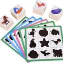 Wooden Shape Matching Games, Shadow Matching Puzzle Games Montessori Wooden Sorting and Stacking Toys, Children's Image Play Toys, Boys, Girls Preschool Learning Toys Activity Gifts (White), Small
