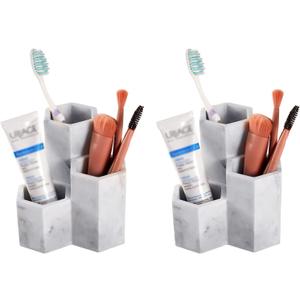 SZYRL Toothbrush Holders for Bathrooms Toothpaste Holder Stand Bathroom Organizer for Toothbrush Makeup Brushes Holder (2 Pack, Marble5)