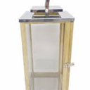 Wooden Lantern Brown with Metal Handle,Hurricane Lantern, Farmhouse Lantern for Party, Deck, 14'