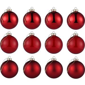 AOMOONOA Red Glass Christmas Ball Ornaments, 2.36” Christmas Hanging Ornaments Set of 9 Xmas Baubles for Holiday Party Xmas Tree Decorations Gifts