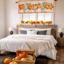 Window Valance Rod Pocket Panel for Kitchen Bedroom Windows Thanksgiving Maple Leaf Fall Pumpkin Harvest Valances Short Curtain Bathroom Treatment Drapes Vintage Wood Board Orange Buffalo Check (54"W x 18"L (Pack of 1))