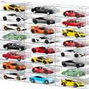 1:24 Scale Diecast Toy Car Display Case - 24 Compartments with Mirorr Background - Clear Acrylic Wall Mounted Storage Showcase