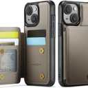 Vinich for iPhone 15 Plus Wallet Case with Card Holder, RFID Blocking Credit Slots Kickstand Shockproof Phone Cover Fit for iPhone 15 Plus 6.7" Gray