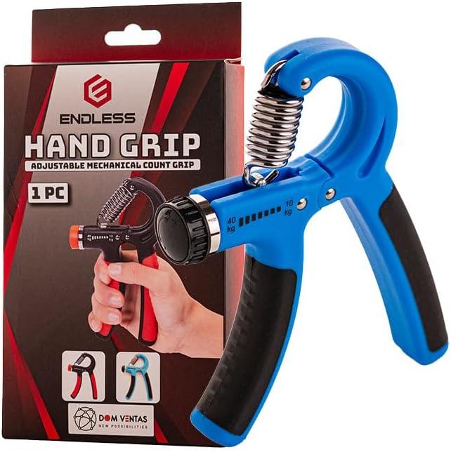3 x Endless EL-1039 Adjustable Hand Grip Strengthener | Level: 10Kg to 40Kg Resistance | Equipment to Use in Home and Gym | For Forearm & Finger Power Gripper Exercises | Color: Assorted