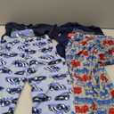 Simple Joys by Carter's Boys' Toddler 4-Piece Pajama Set (Cotton Top & Fleece Bottom), Aqua Blue Trucks/Black Dinosuar/Cobalt Blue/Grey Construction, 4T 