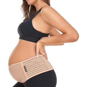 ChongErfei Maternity Belt Pregnancy Belly Band Back Support Abdominal Binder Back Brace - Relieve Back, Pelvic, Hip PainBeige, One Size