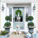 Boxwood Wreaths for Front Door Spring Summer Wreaths Farmhouse Door Hanger,Last Name Year Round Porch Decor, 20 inch Wreath with Personalized Monagram sash Embroidered -20 inch (D)