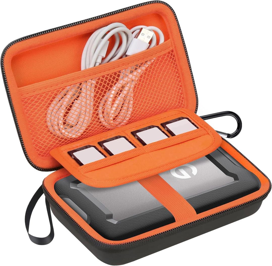 Lacdo Hard Drive Carrying Case for SanDisk Professional G-Drive ArmorATD  Rugged Portable External Hard Drive HDD USB-C USB 3.2 Gen 1 1TB 2TB 4TB 5TB 6TB Shockproof Protective Travel Bag, Orange