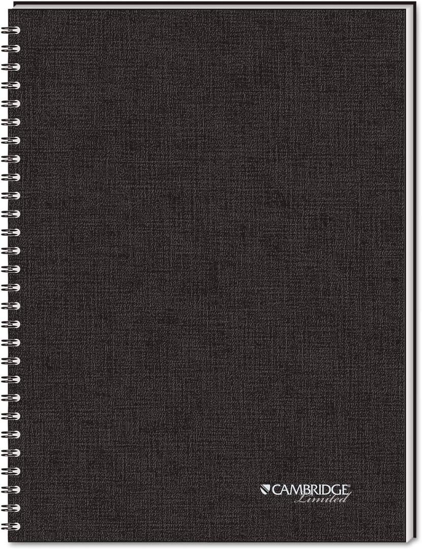 Cambridge Notebook, Business Notebook, 8" x 5", 80 Sheets, Legal Ruled, Flexible Cover, Wirebound, Gray (06074) (Black)