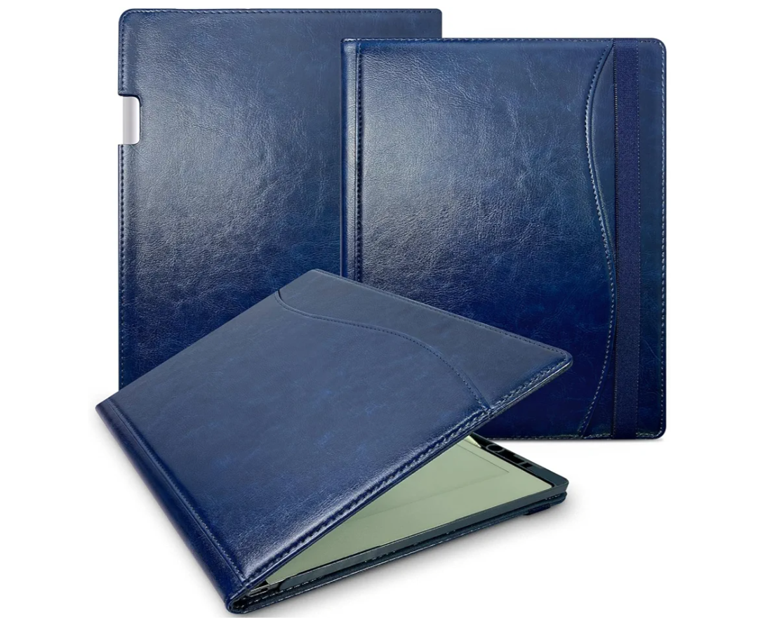 E NET-CASE Case for Remarkable 2 Tablet 10.3 inch (2020 Released) - New Business Design Upgraded Leather Cover for Remarkable 2 Digital Paper with Stand & Pen Holder (Deep Blue)