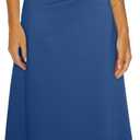 Happy Sailed Women's Spring Summer Short Sleeve Cowl Neck Ruched Waist Flowy A Line Midi Dresses Party Cocktail Dress (Small, Navy Blue)