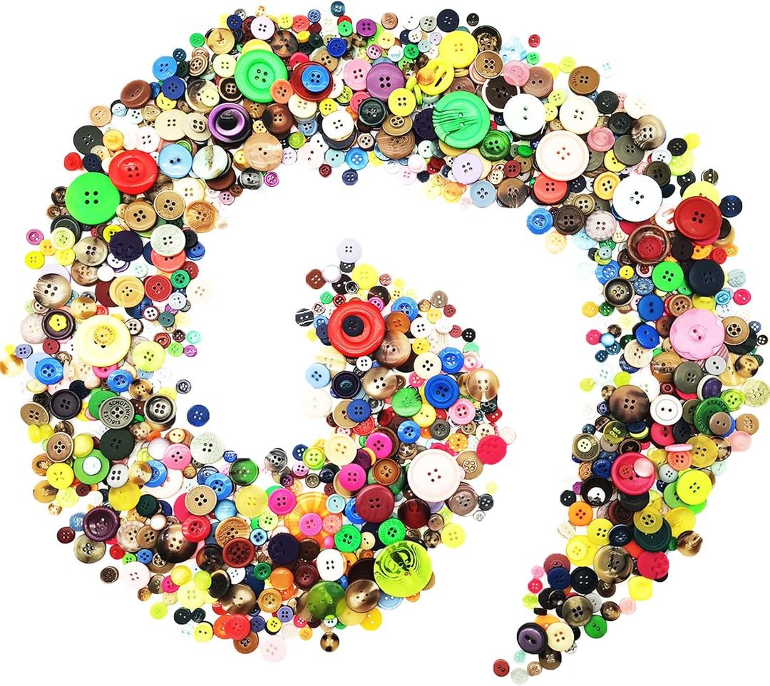 1600Pcs Multicolor Buttons for Crafts Assorted Sizes Button Multicolored in Bulk Multi Colored Craft Buttons Assortment