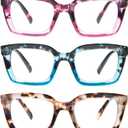 DXYXYO 3 Pack Retro Oversized Reading Glasses for Women Men Fashion Square Blue Light Blocking Computer Reader