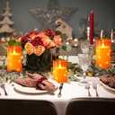 NURADA Flameless Candles with Remote Timers: Built-in Star String Lights 3D Wick Battery Operated Flickering LED Electric Candles for Halloween Thanksgiving Dinner Tables Fall Home Decor Orange 3 Pack