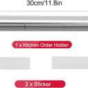 12 Inch Kitchen Order Holder,Aluminum Wall-Mounted Receipt Holder with Double-Sided Tape, Job Ticket Holder for Commercial Kitchen Cafes Pubs Bars,Slide Out Orders Display Rail for Kitchen Restaurant