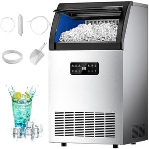 EUHOMY Commercial Ice Maker,105lbs/24H,Stainless Steel Under Counter Ice Machine with Water Filter,33lbs Storage Capacity, 45 Cubes in 8-12 Mins, Freestanding Ice Machine for Home/Bar/Cafe/Restaurant