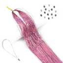 Pink Hair Tinsel Kit Strands, Fairy Hair tinsel kit in Hot Pink Hair Extensions with beads and loop tool Tinsel Strand Hair Extensions (Light Pink Tinsel)