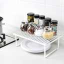 Amazon Basics Space-Saving Stackable Metal Kitchen Cabinet Organizer Shelves for Dishes, Pantry Organization, 12.5" L x 8" D x 4.5" H, Set of 2, White