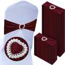 100 Pcs Spandex Chair Sashes with Heart Shaped Buckle Slider Stretch Chair Cover Band Universal Elastic Ties for Wedding Banquet Event Party Decoration(Burgundy)