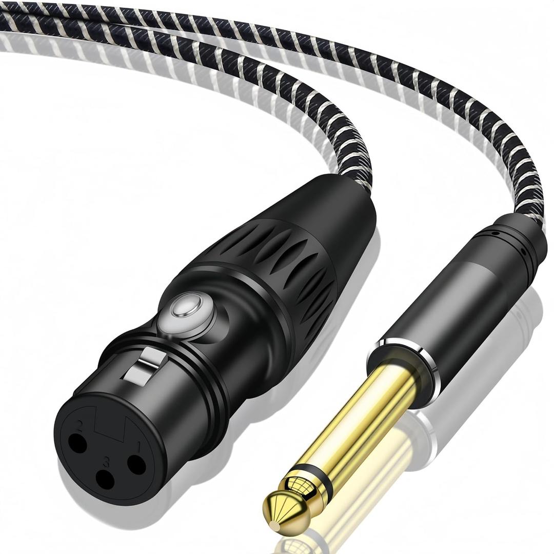 Female XLR to 1/4 Inch (6.35mm) TS Mono Jack Microphone Cable, 3.3FT Unbalanced 3 Pin XLR Female to Quarter inch TS Male Mic Cord for Dynamic Microphone Guitar Mixer