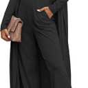 Ekouaer Women's 3 Piece Lounge Set Pajama Long Sleeve Cardigan Sleeveless Top Pants Sweatsuit S-XXL (Large, Black)