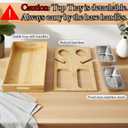 Bamboo Couch Cup Holder Tray with 2 Stainless Steel Snack Bowls - Large Sofa Caddy Organizer (15.5" x 9.8") with Wine Glass Slots & Handles - Portable Bed & Couch Food Server for Movie Night