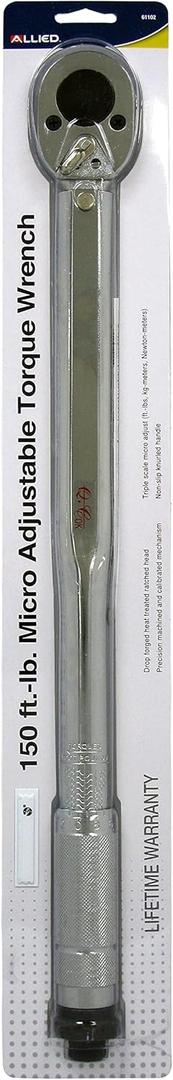 Allied 61102 0.5 in. Drive Micro Adjustable Torque Wrench - 20-150 ft.-lbs