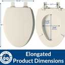 Mayfair Cassel Slow Close Toilet Seat, Easy Clean, Non Slip Premium Wood Seat, Easy Install, Made in USA, Elongated, Biscuit