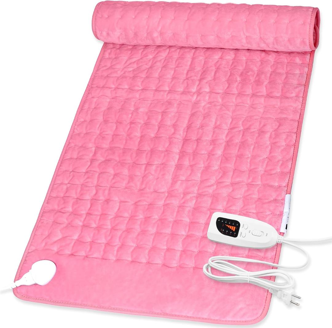 Deepsoon Heating Pad,Electric Heating Pads for Back,Neck,Moist Heating Pad for Abdomen Shoulder Knee Legs,Dry/Moist Heat&Auto Shut Off,Mother's Day Birthday for Men and Women,BabyPink,40x20 Inch