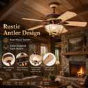 Antler Rustic 52-Inch Ceiling Fan with Light and Remote, Red Bronze