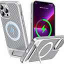 for Magnetic Heat Dissipatio case for iPhone 13 Pro Max, for MagSafe, Cooling Drop Protection, Adjustable Kickstand case, Ice Armour Cool Matte Material - Silver