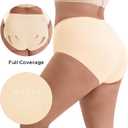 INNERSY Women's Plus Size Seamless Underwear High Waisted No Show Panties Invisible Briefs 3-Pack (Nude)