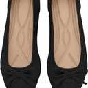 Women's Flats Pointed Toe Bow Knit Ballet Shoes Comfortable Dressy Mesh Slip On Flat (10, Black)