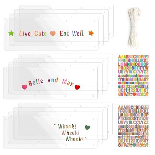 12 Pack Transparent PVC Urine Guard for Small Pets - 14”x5” Trimmable Cage Edge Liner with DIY Letter Stickers & Zip Ties, Personalize Plastic Side Lining for Rabbits Guinea Pigs Hamsters Ferrets