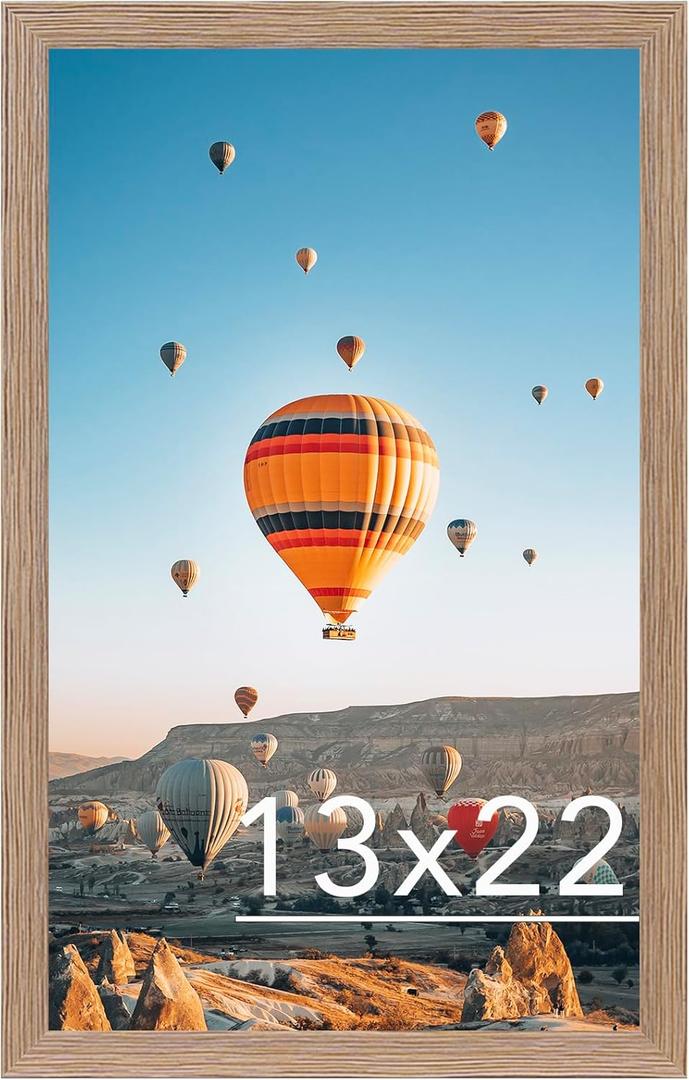 13x22 Picture Frame Rustic Brown for Poster Photo Picture, Horizontal and Vertical Formats for Wall Hanging, 13 x 22 Wall Gallery Poster Photo Frame for 13 by 22 Photos Posters, Rustic Brown
