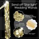 Simgoing 100 Pcs Lighted Wedding Wands LED Tinsel Wands Light up Streamers Sparklers for Wedding Send Off and Exits Birthday Party Props Favors(Gold)