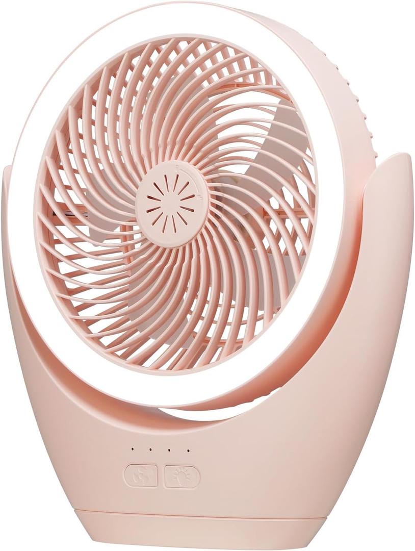 Rechargeable Desk Fan for Bedroom, 12000mAh Battery Operated Outdoor Portable Camping Fan with Light, 3 Speed Adjustment Desk Fans Small Quiet for Office Home