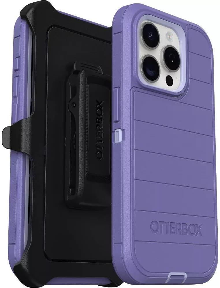 OtterBox iPhone 15 Pro (Only) - Defender Series Case - Mountain Majesty (Purple) - Screen less - Rugged & Durable - with Port Protection - Holster Clip Includes - Microbial Defense Protection