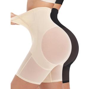 Shapewear for Women Tummy Control, Butt Lifting High Waisted Body Shaper Underwear Shorts Thigh Slimmer Girdles (X-Large, 2pcs-black&skin)