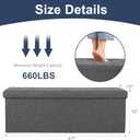 DUMOS 43 Inch Folding Storage Ottoman Bench, Large Hidden Storage Chest with Thicker Foam Padded Seat, End of Bed Foot Rest Stool for Bedroom Living Room Entryway, Load 660 lbs, Grey