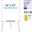 VIZ-PRO Whiteboard Easel, 36 x 24 Inches, Portable Dry Erase Board Height Adjustable With Flipchart Pad (Accessory 36 X 24 Inches)
