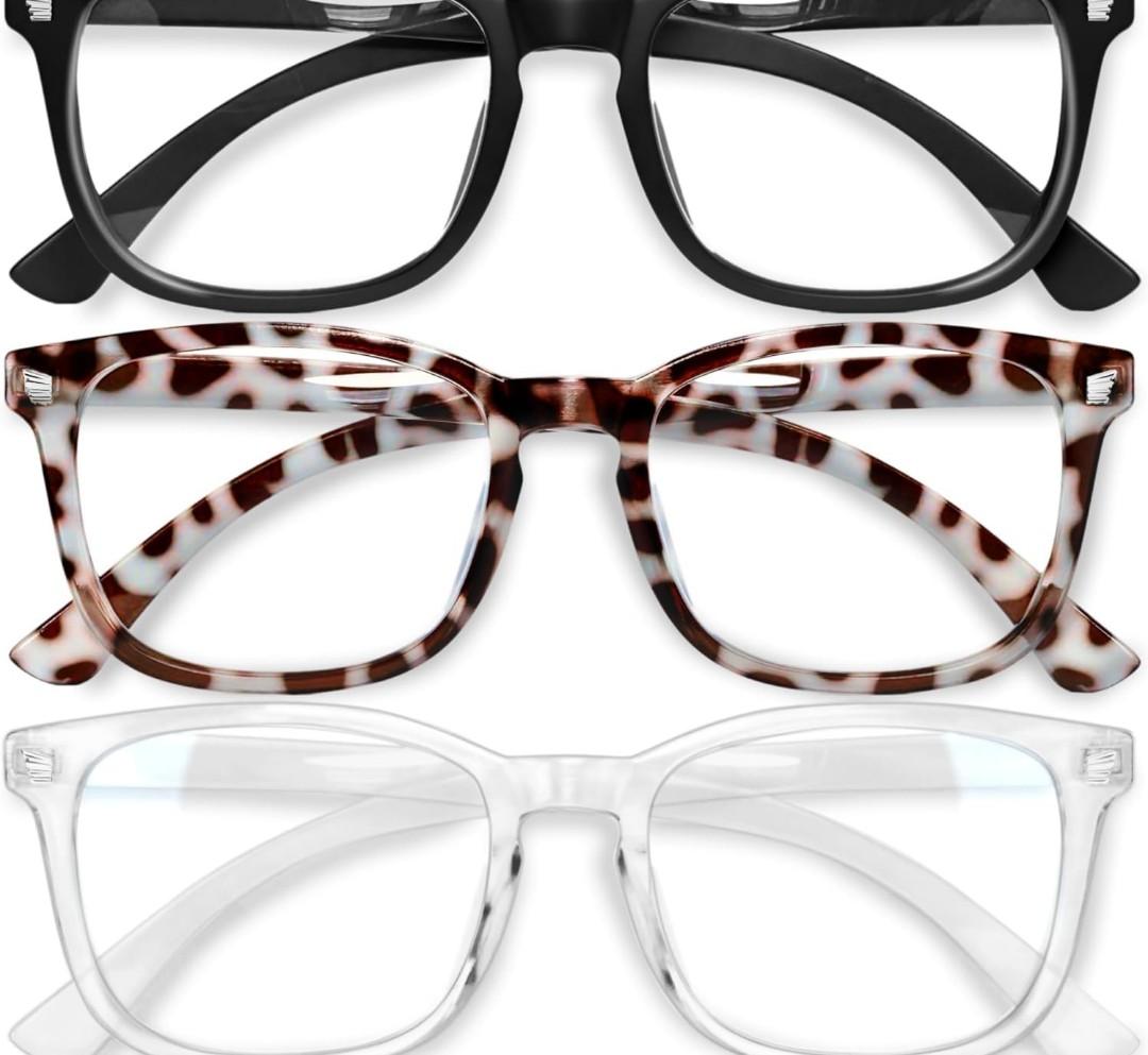 Gaoye Stylish Blue Light Glasses for Woman - Computer Glasses 99% Blue Light Blocking - Lightweight TR90 Frames - 3 pack