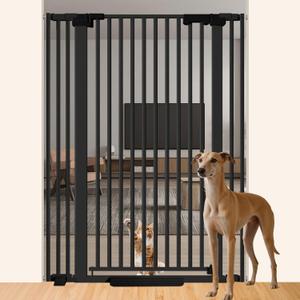 51" Extra Tall Cat Gate for Doorway/Hallway, 30-41" Wide，Pressure Mounted Pet & Dog Gates Walk Through, Cat Fence Indoor No Drilling，Auto Close,Black
