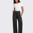 G4Free ShiftReady Women's Wide Leg Dress Yoga Pants with Pockets Dressy Casual Slacks High Waist Work Trousers (Black, M)