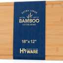 Hiware Extra Large Bamboo Cutting Board for Kitchen, Heavy Duty Wood Cutting Board with Juice Groove, 100% Organic Bamboo, Pre Oiled, 18" x 12" (Natural)