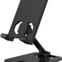 2 x Foldable Cell Phone Stand, Aluminum Adjustable Cell Phone Stand Holder for Desk, Compatible with All Mobile Phones (Black)