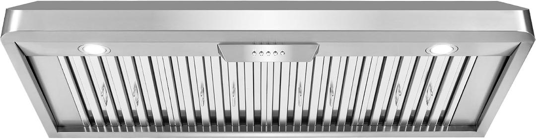 COSMO COS-QB48 48 in. Haven Collection 500 CFM Ducted Under Cabinet Range Hood, Button Control, LED Lights, Stainless Steel